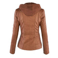Leren Jas met Capuchon en Ritssluiting voor Dames - View 3