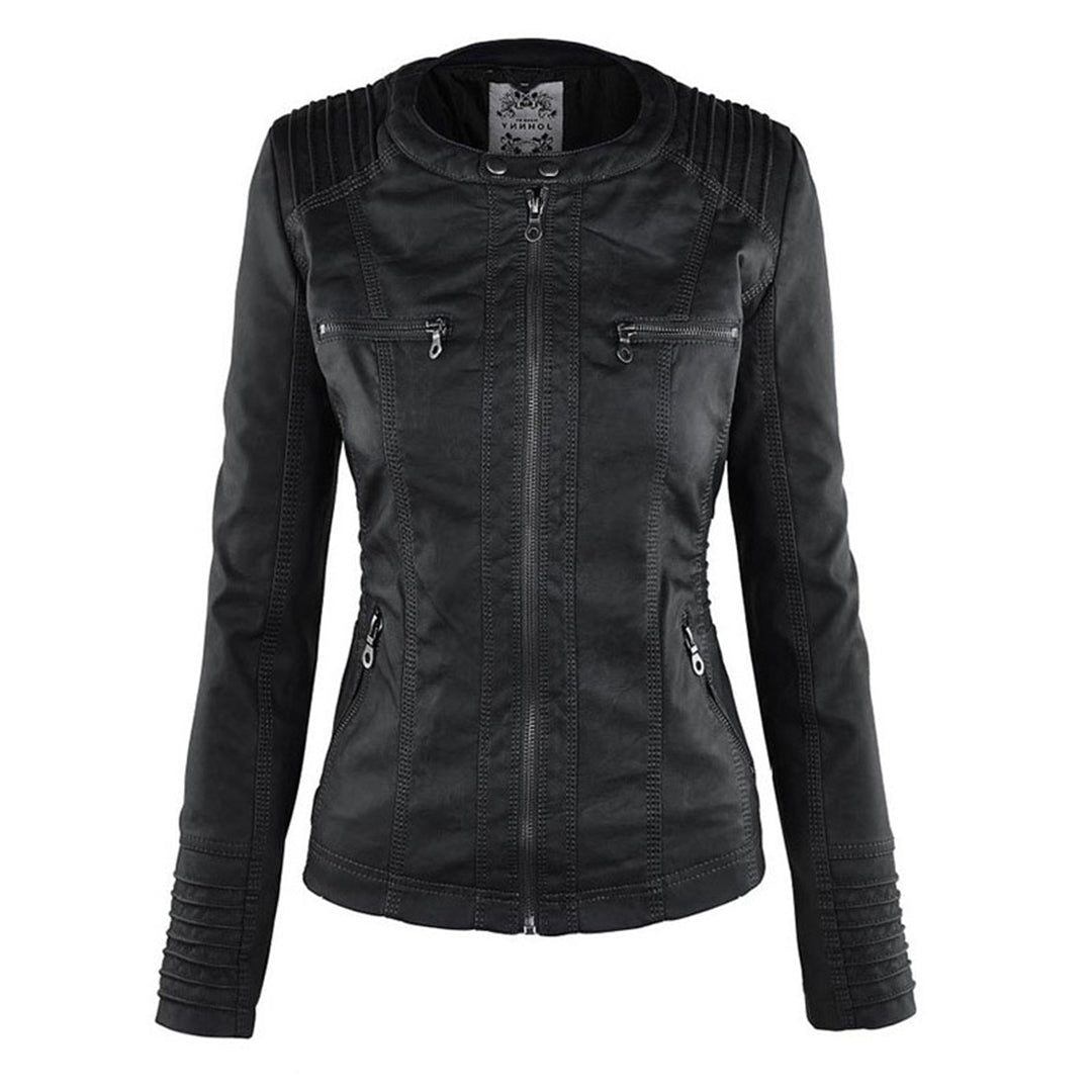 Leren Jas met Capuchon en Ritssluiting voor Dames - View 5