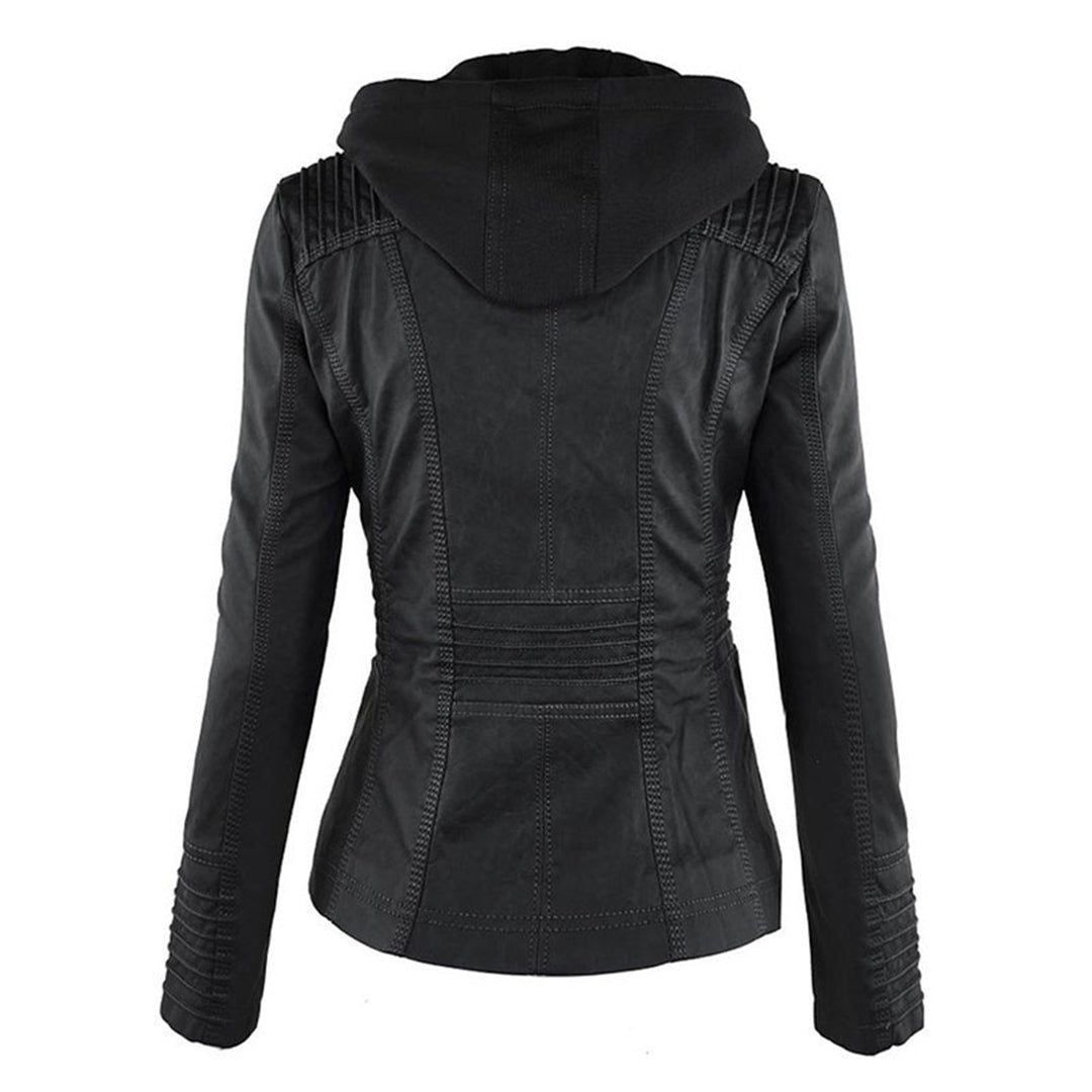 Leren Jas met Capuchon en Ritssluiting voor Dames - View 6