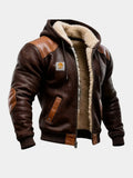 Leren Jas met Capuchon en Sherpa Voering voor Heren