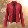 Leren Jas met Ritssluiting voor Dames - Rood
