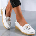 Leren Loafers met Kwastdetail voor Dames - Weiß