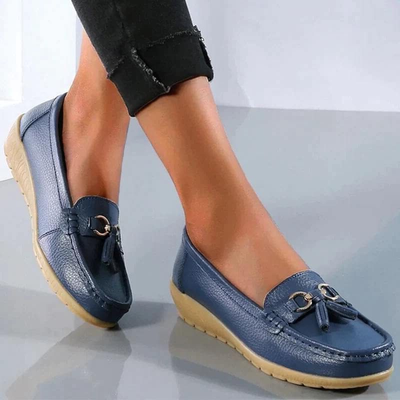 Leren Loafers met Kwastdetail voor Dames - Dunkelblau