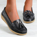Leren Loafers met Kwastdetail voor Dames - Schwarz