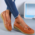 Leren Loafers met Kwastdetail voor Dames - Orange