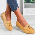 Leren Loafers met Kwastdetail voor Dames - Gelb
