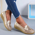Leren Loafers met Kwastdetail voor Dames - Gold