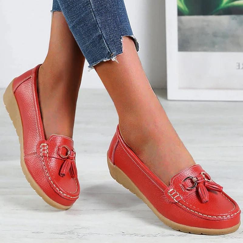 Leren Loafers met Kwastdetail voor Dames - Ed