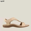 Leren Open Teen Sandalen met Verstelbare Gespen voor Dames - Beige
