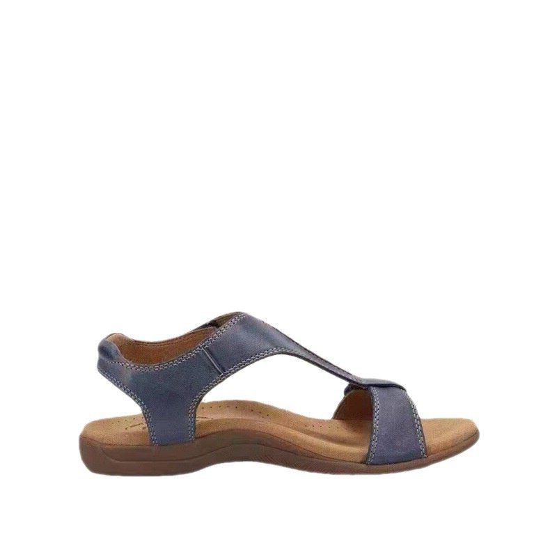 Leren Open Teen Sandalen met Verstelbare Gespen voor Dames