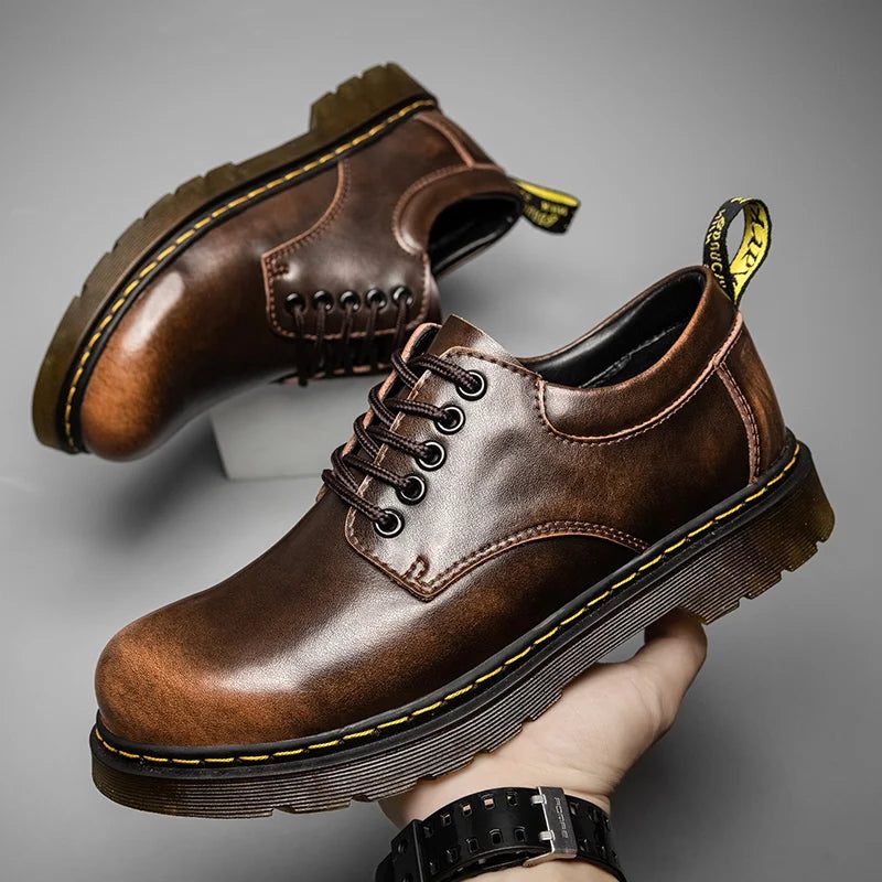 Leren Oxfords met Blokhak voor Heren - View 2