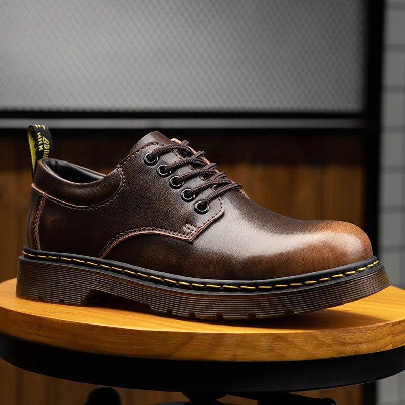 Leren Oxfords met Blokhak voor Heren - View 4