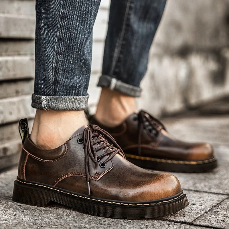Leren Oxfords met Blokhak voor Heren - View 6