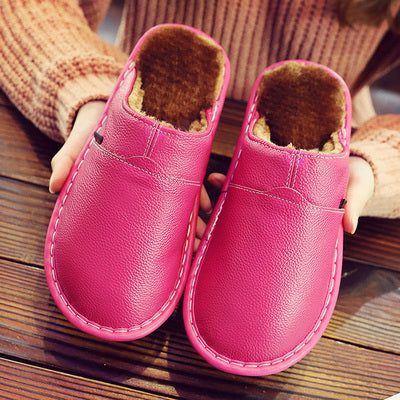 Leren Pantoffels met Gevoerde Binnenzool voor Heren - Roze