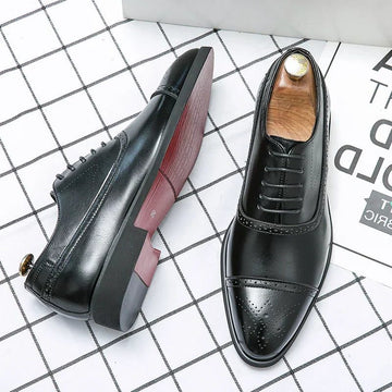 Leren Puntige Neus Oxford Schoenen voor Heren - Zwart