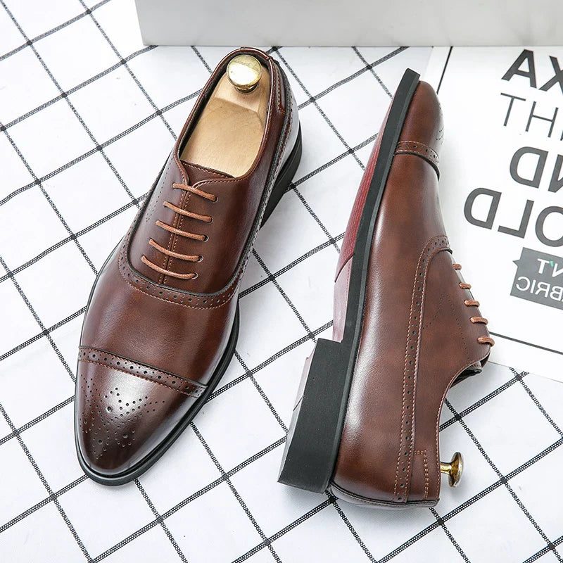 Leren Puntige Neus Oxford Schoenen voor Heren