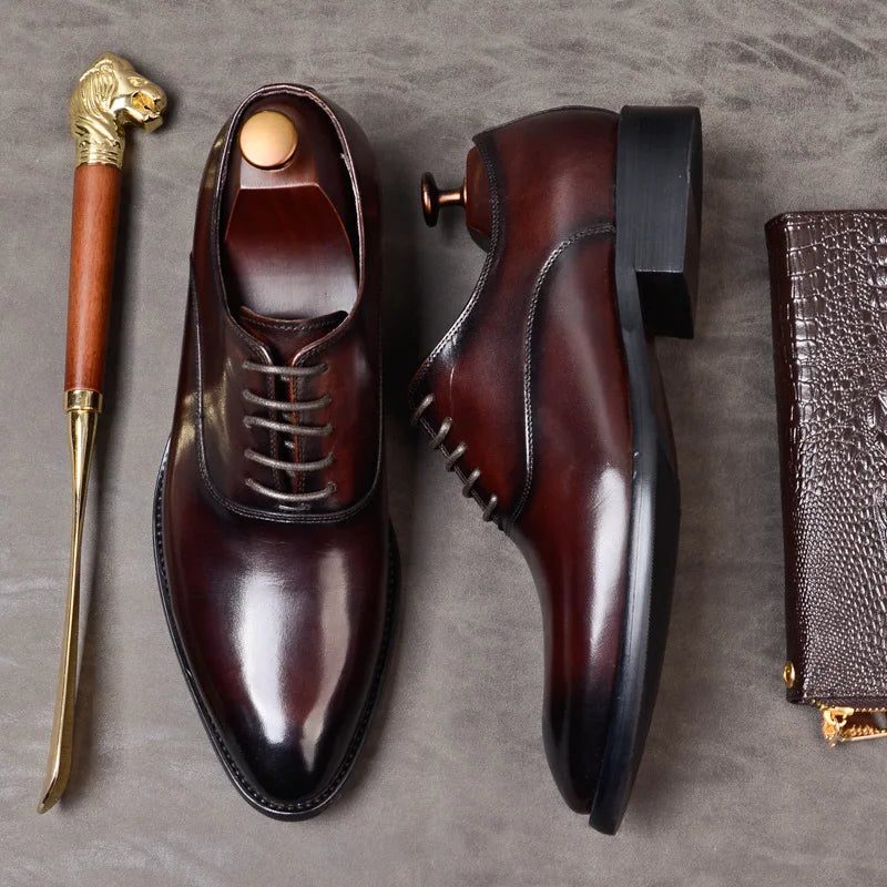 Leren Puntige Neus Oxfords voor Heren - View 6