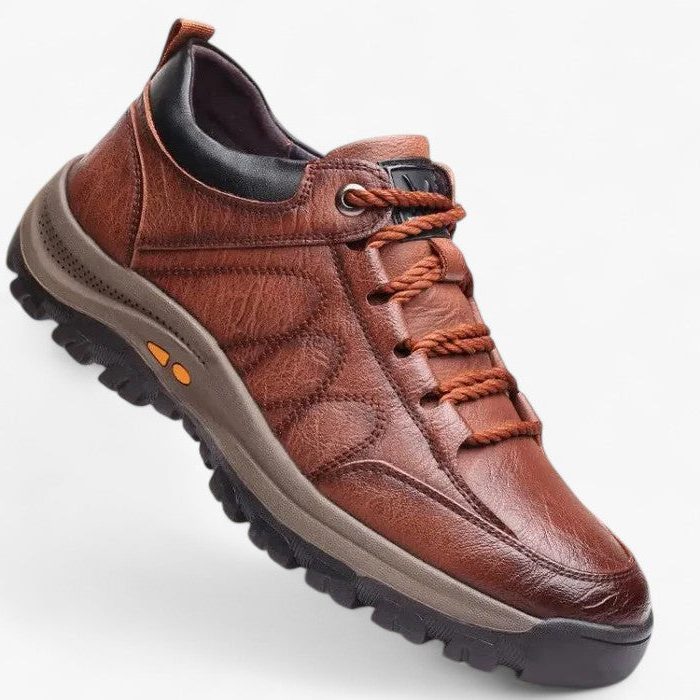 Leren Wandelschoenen met Blokzool voor Heren - Brun