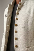 Linnen Blazer met Opstaande Kraag voor Heren - View 3