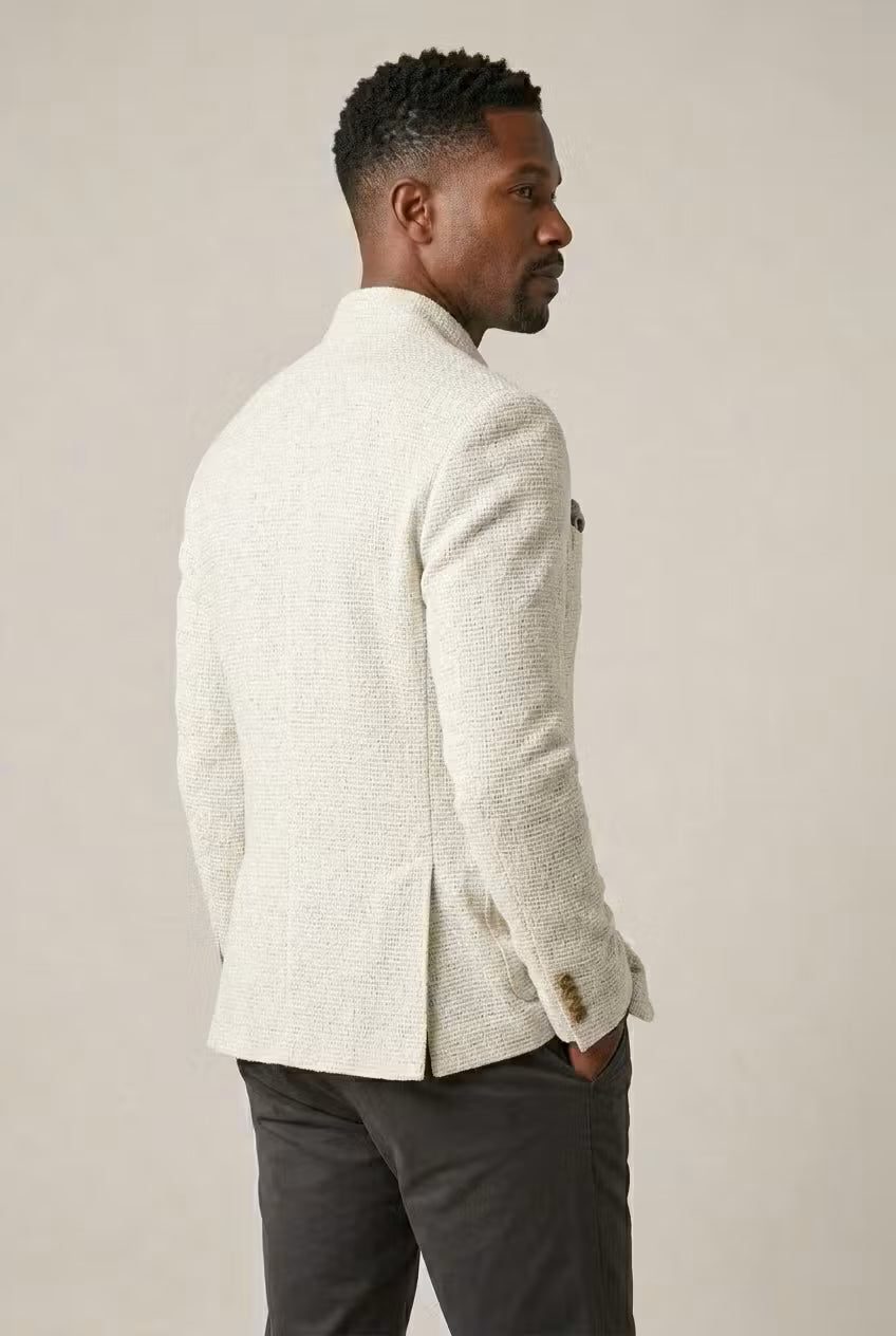 Linnen Blazer met Opstaande Kraag voor Heren - View 4