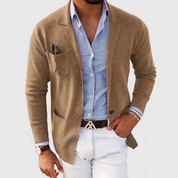 Linnen Blazer met Reverskraag voor Heren - Beige