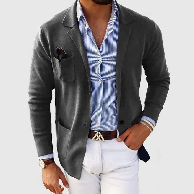 Linnen Blazer met Reverskraag voor Heren - Donkergrijs
