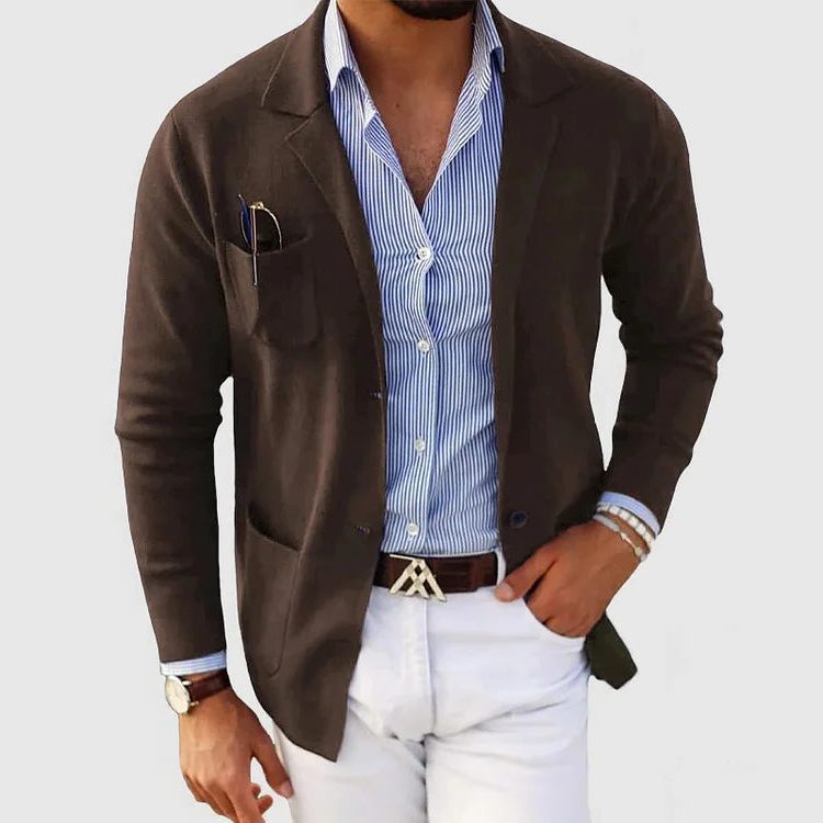 Linnen Blazer met Reverskraag voor Heren - Bruin