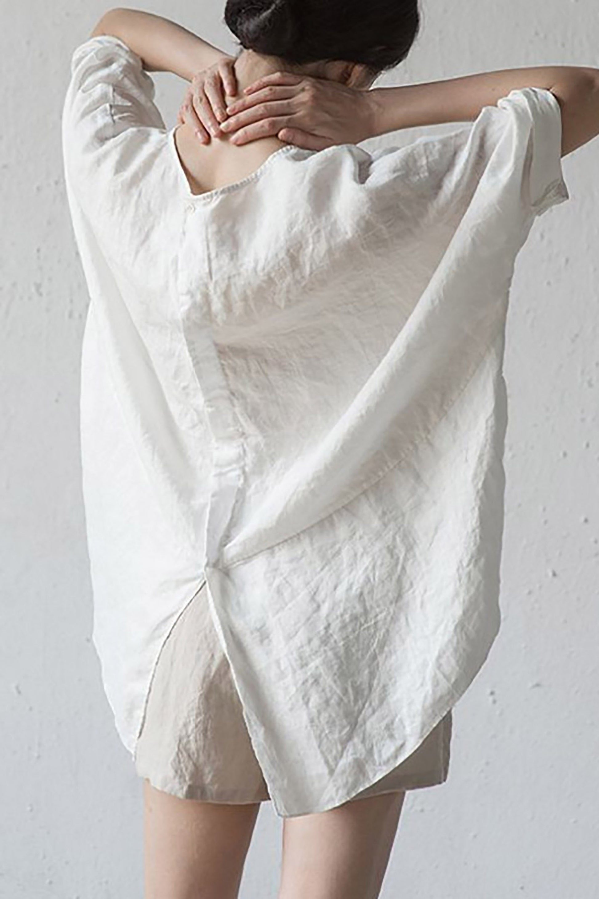 Linnen Cardigan met Korte Mouwen en Ronde Hals voor Dames