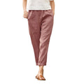 Linnen Cropped Broek voor Dames - Watermeloenrood