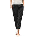 Linnen Cropped Broek voor Dames - Zwart