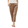 Linnen Cropped Broek voor Dames - Khaki