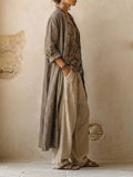 Linnen Driedelige Set met Overslag Blouse voor Dames - View 5
