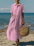 Linnen Overshirt Jurk voor Dames - Roze