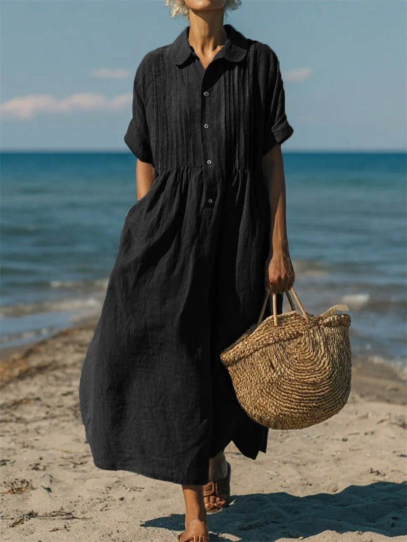 Linnen Overshirt Jurk voor Dames - Zwart