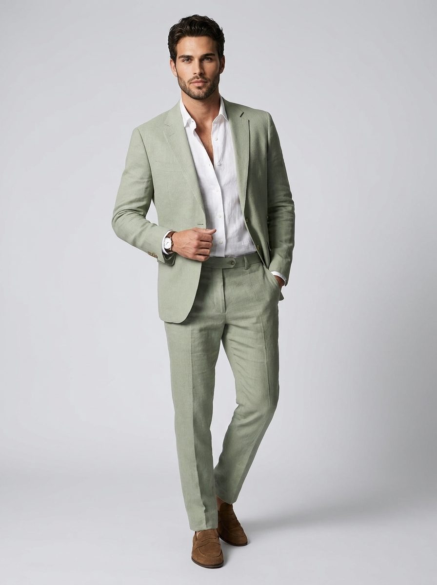 Linnen Set met Blazer en Pantalon voor Heren