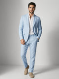 Linnen Set met Blazer en Pantalon voor Heren - Blauw