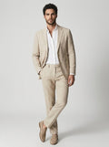 Linnen Set met Blazer en Pantalon voor Heren - Beige
