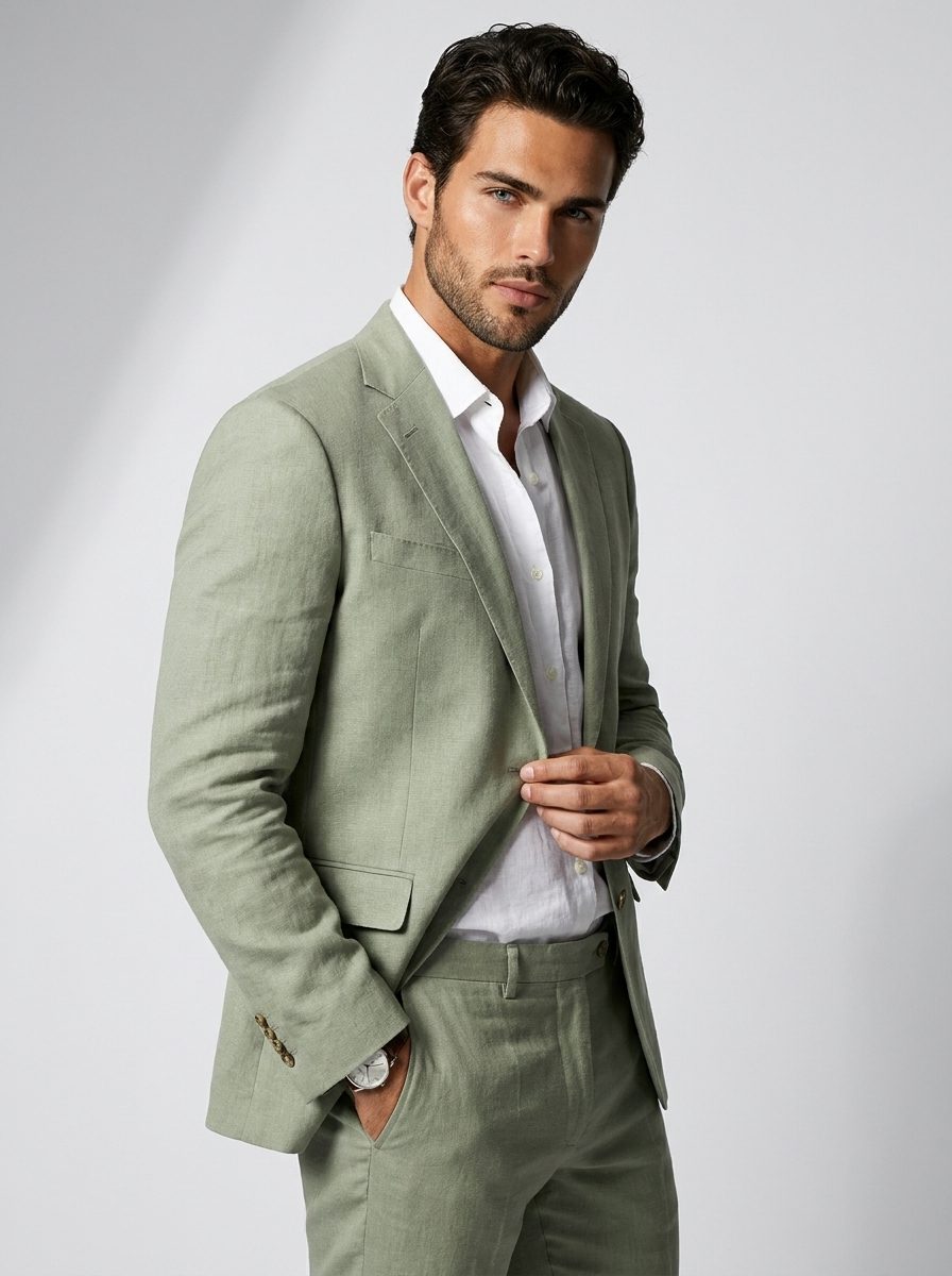 Linnen Set met Blazer en Pantalon voor Heren - View 2