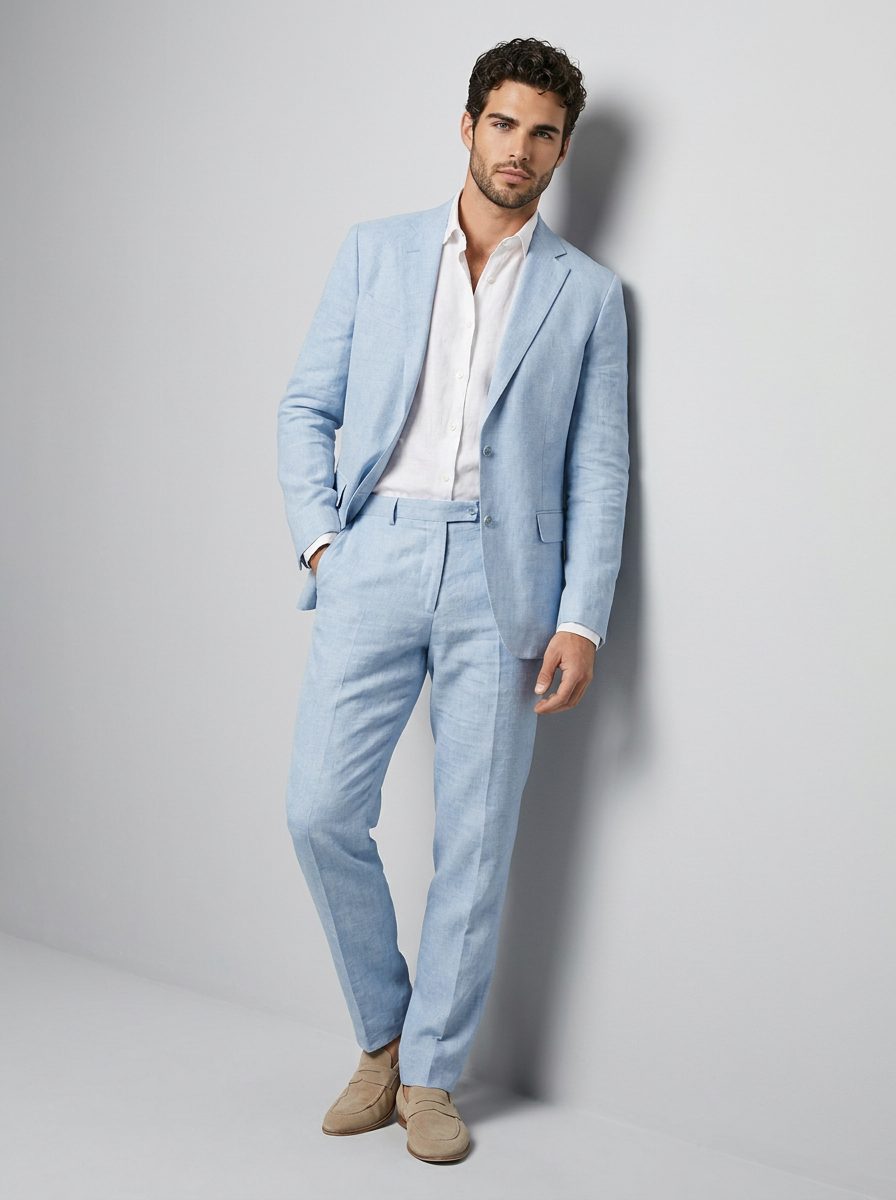 Linnen Set met Blazer en Pantalon voor Heren - View 4