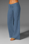 Linnen Wijde Pijp Broek voor Dames - Blauw