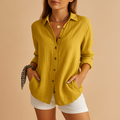 Linnen Button-Down Blouse met Lange Mouwen voor Dames