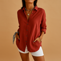 Linnen Button-Down Blouse met Lange Mouwen voor Dames