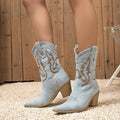 Denim Cowboy Laarzen met Puntige Neus voor Dames