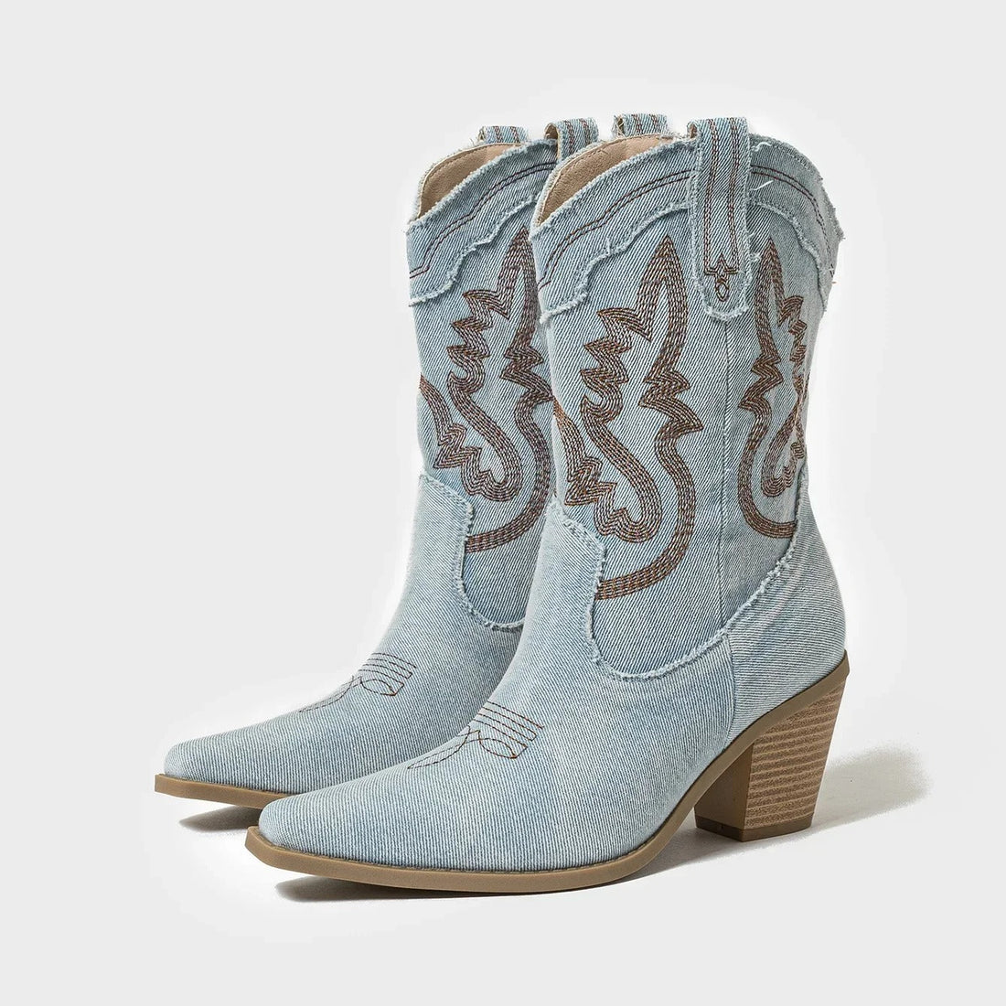 Denim Cowboy Laarzen met Puntige Neus voor Dames