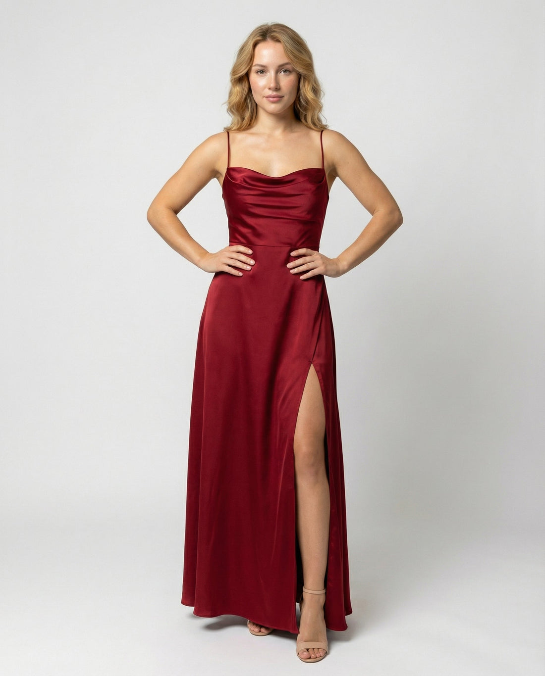 Satijnen Maxi Jurk met Beinsplit voor Dames