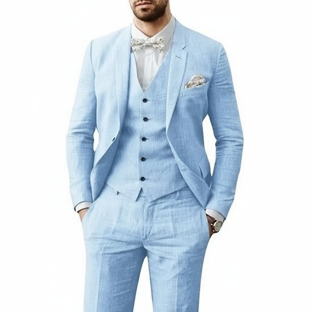 Linnen Driedelig Set met Overhemd en Pantalon voor Heren
