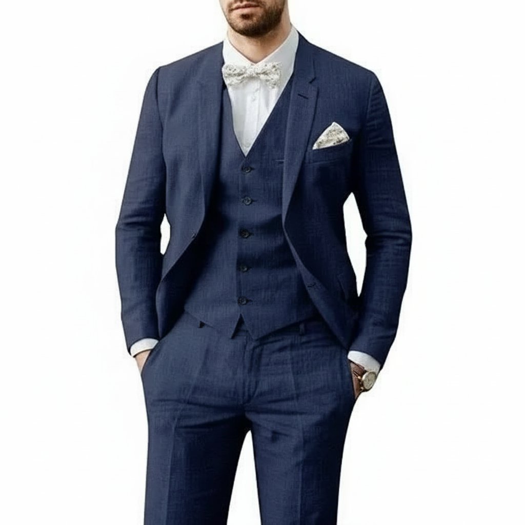 Linnen Driedelig Set met Overhemd en Pantalon voor Heren