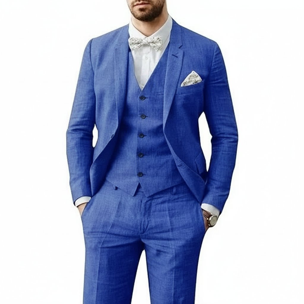 Linnen Driedelig Set met Overhemd en Pantalon voor Heren