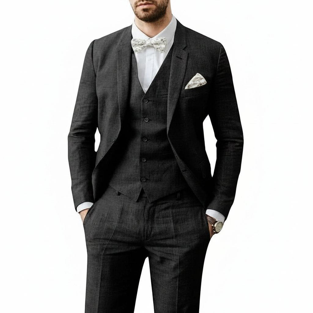 Linnen Driedelig Set met Overhemd en Pantalon voor Heren
