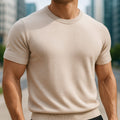 Merino Korte Mouw Trui voor Heren - Beige